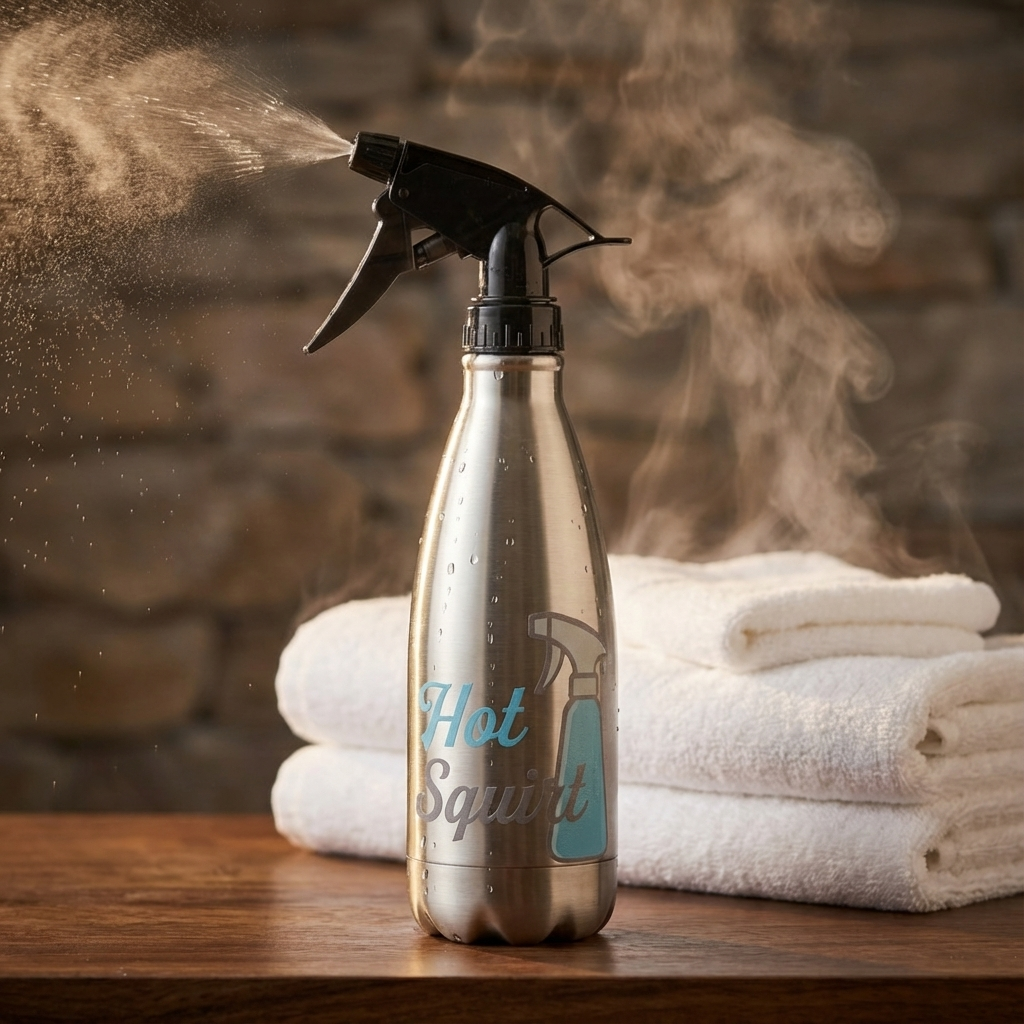 Hot Squirt thermal mist bottle spraying warm water